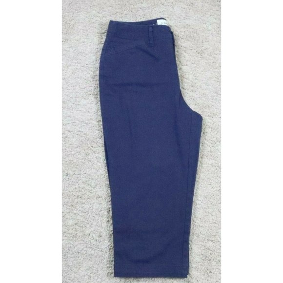 ST JOHN'S BAY Pants Women's Straight Leg Crop Stretch Med Rise Solid Blue 6 - Picture 6 of 11
